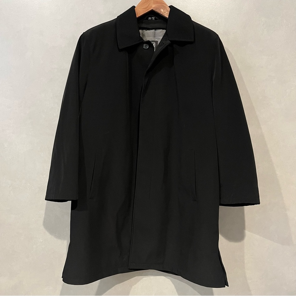 IKE BEHAR NY Men's Medium Black Windbreaker Rain Coat Zip Out Liner Overcoat